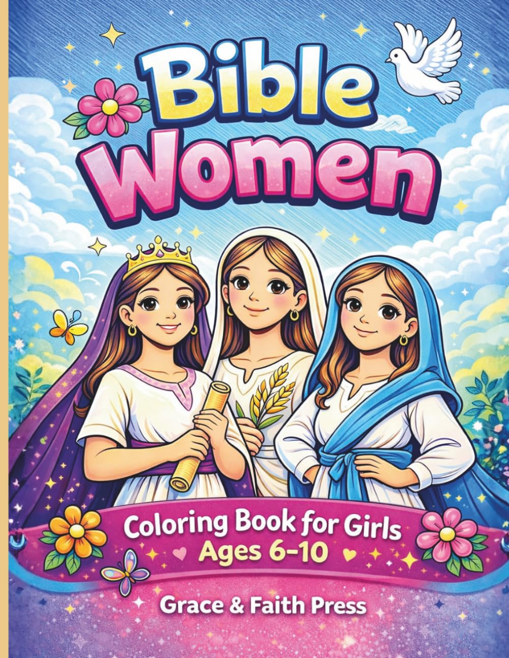 BIBLE WOMEN COLORING BOOK FOR GIRLS Ages 6-10: Fun & Faith-Filled Pages Featuring Inspiring Bible Women.