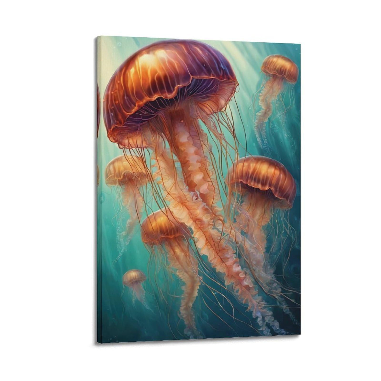 MJZLQN Marine Animal Poster A Group of Jellyfish Poster Decorative Painting Canvas Wall Posters And Art Picture Print Modern Family Bedroom Decor Posters 24x36inch(60x90cm)