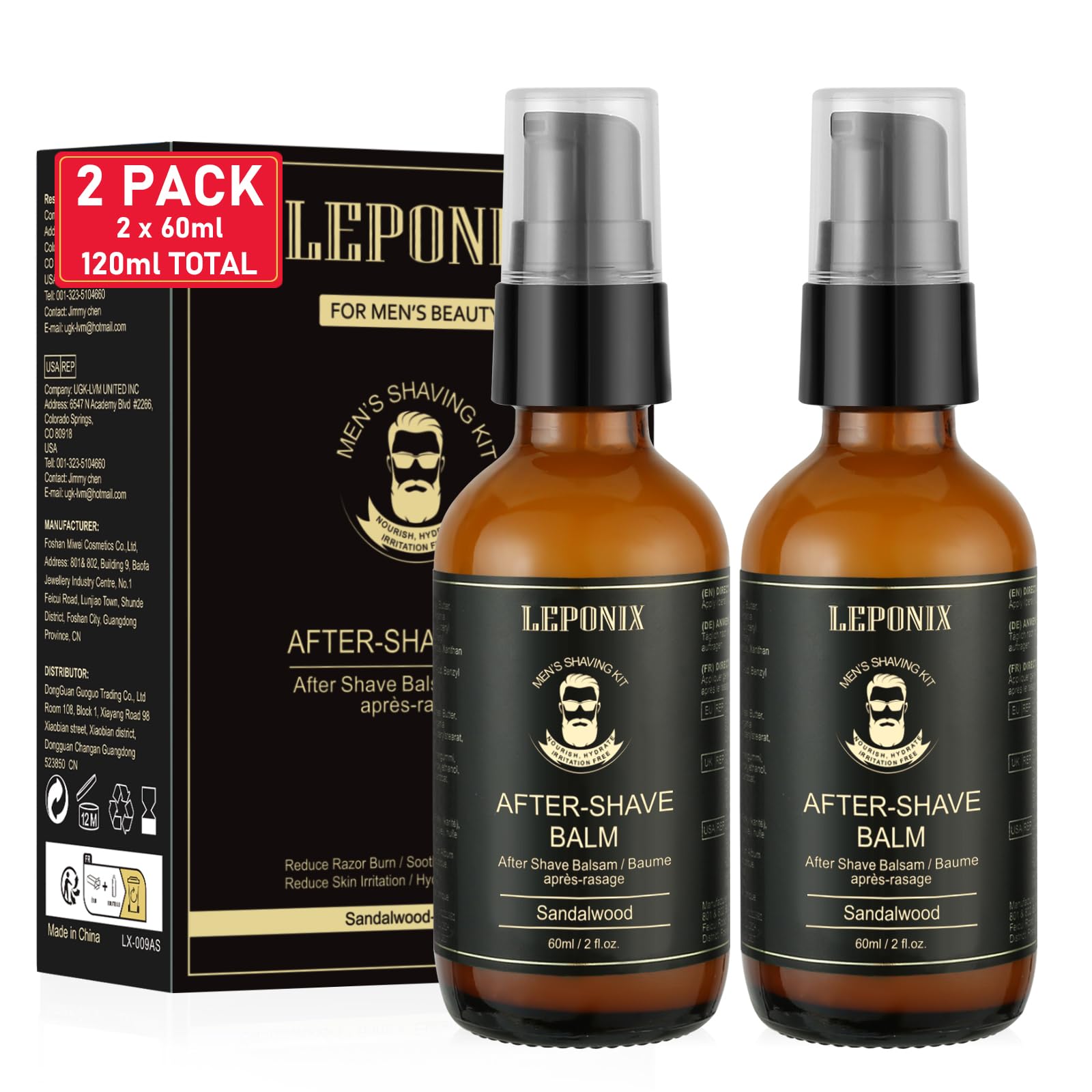 Amazon.com: LEPONIX After Shave Balm for Men, 2 Pack (2 x 60ML