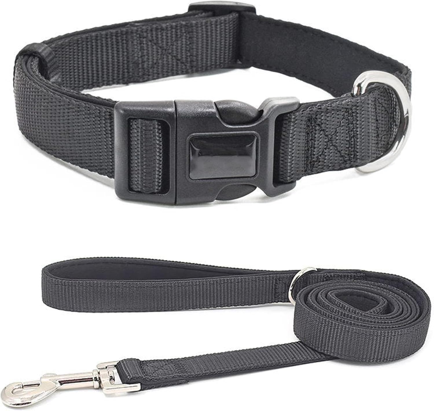 Collier pour chien et laisse pour l'éducation et les randonnées en forêt | Set noir taille L