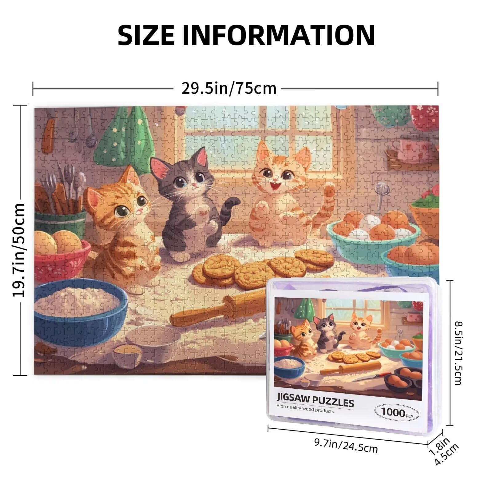 Puzzle kot, 1500 elementów, interesujące puzzle dla dorosłych, z pudełkiem na prezent, "zrób to sam", duże drewniane puzzle dla dorosłych, gra zręcznościowa dla całej rodziny, prezenty dla kobiet, 87