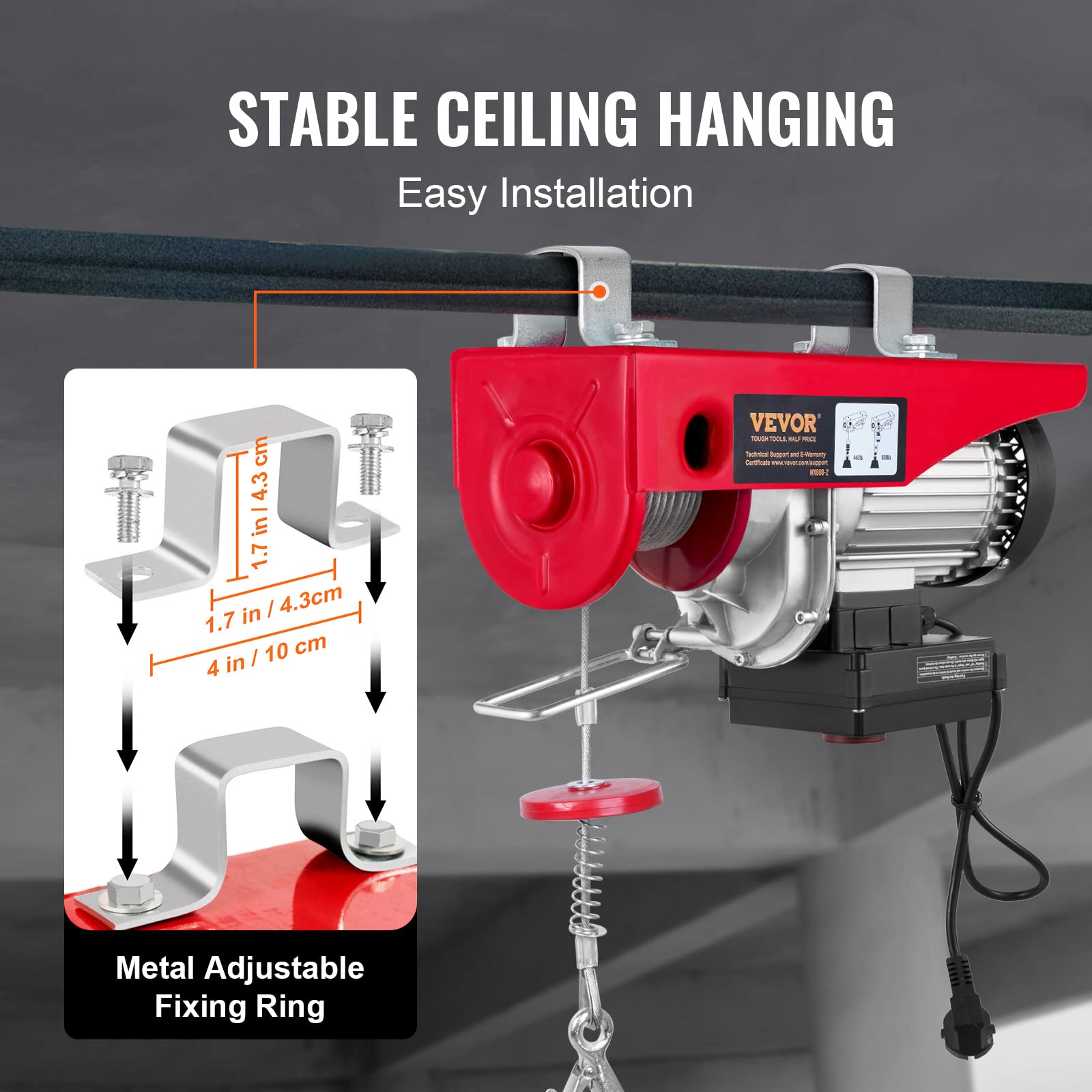 VEVOR Paranco Elettrico Portatile 1500W - Solleva Fino A 500 Kg, Altezza 7m | Telecomando Wireless E Cablato - Foto 2