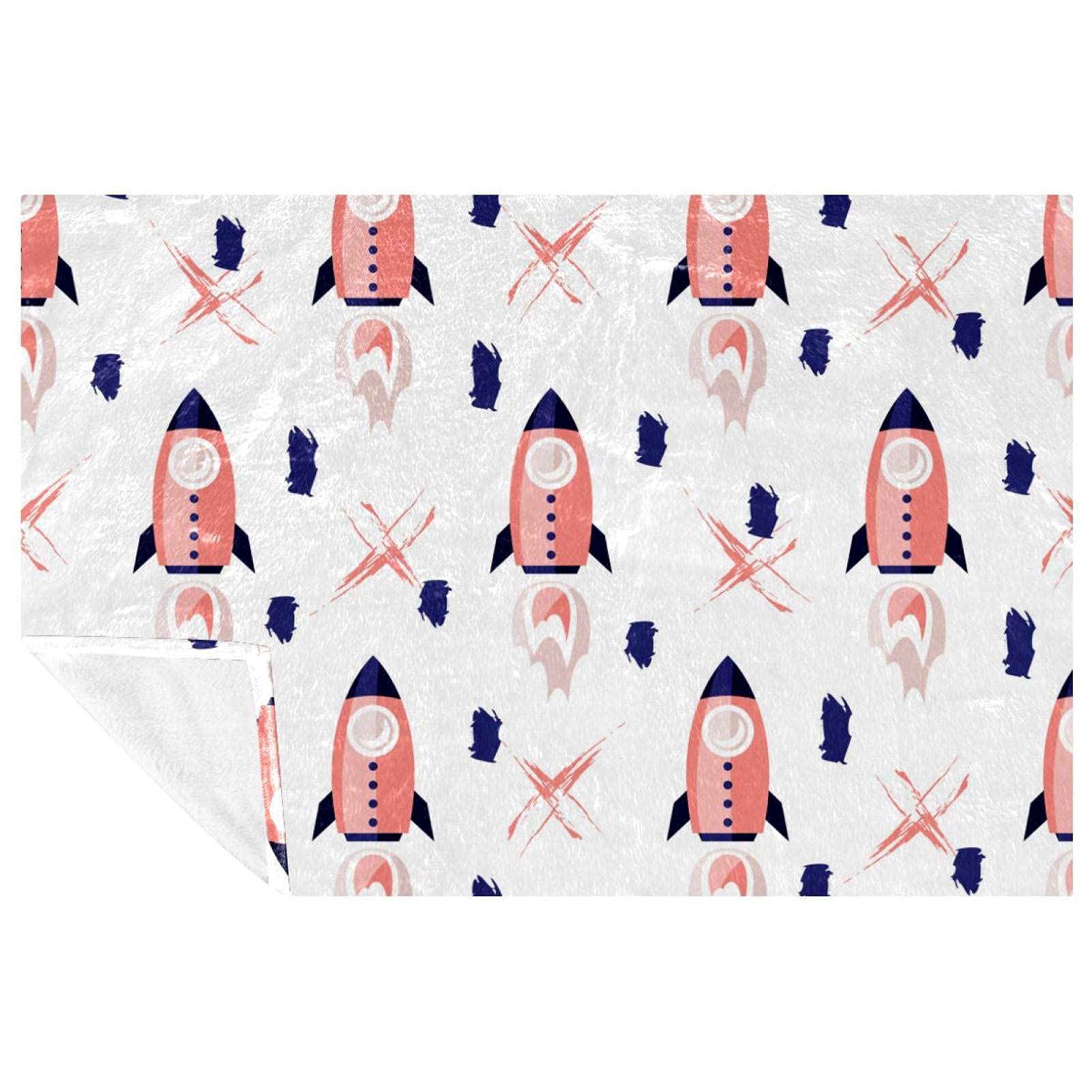 Couverture douce et chaude Rocket Prints pour lit et canapé, plaid 150x100 cm