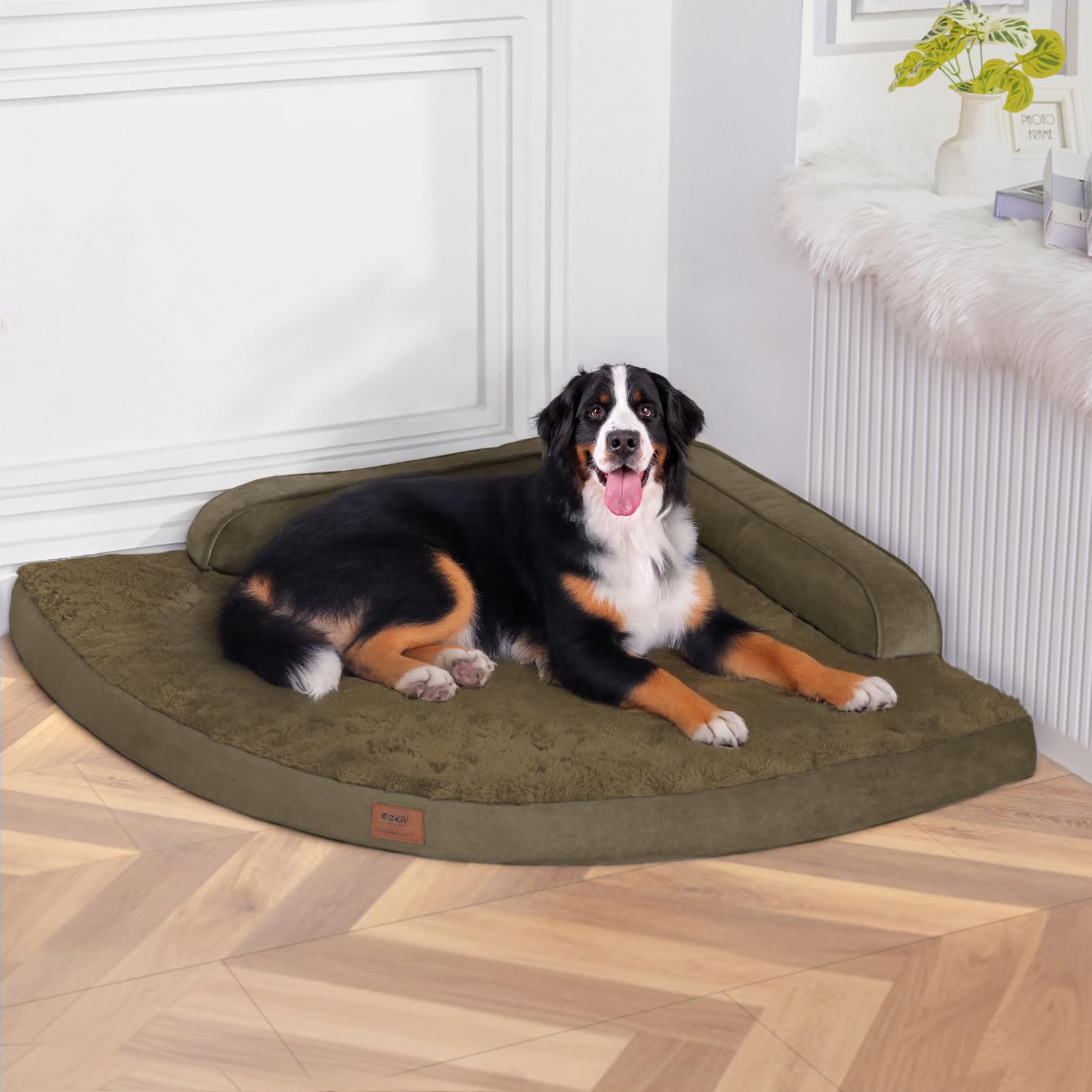 MEKIY Large Orthopedic Dog Bed with Sides XXXL Dog Beds with Removable Washable Cover Non-Slip Waterproof Pet Bed for Extra Large Dogs - Light Coffee