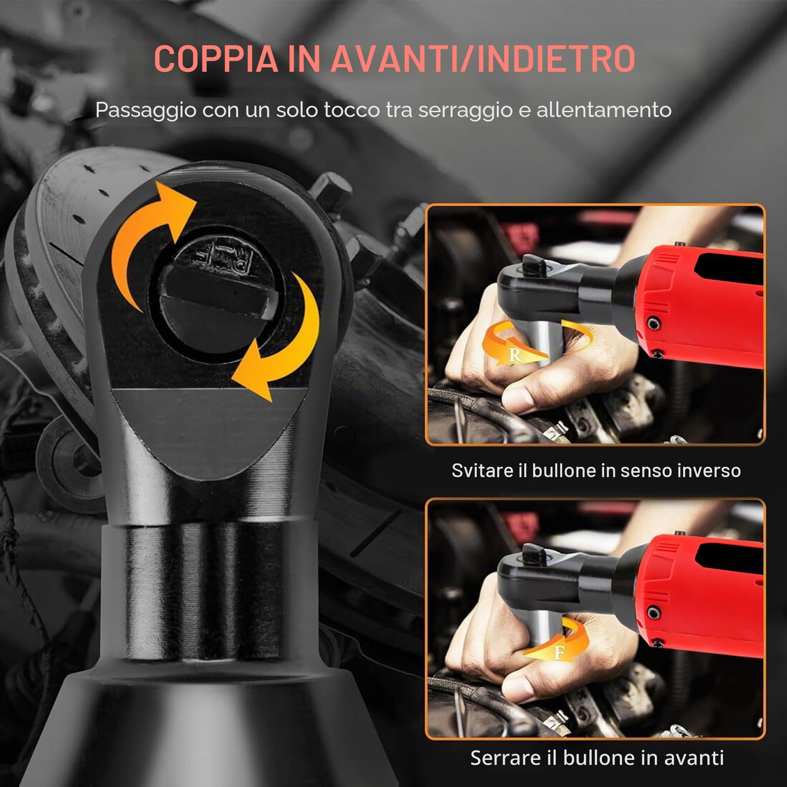 12V Chiave a Cricchetto a Batteria, 3/8'' Chiave a Cricchetto Elettrica Senza Fili Set da 35N.M, con 2 batterie da 1500 mAh et 7 Chiavi per Riparazione Auto, condutture