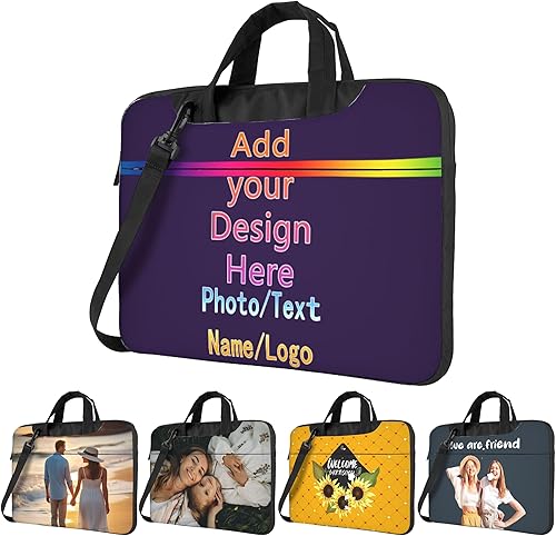 Miniatura 19 de Funda personalizada para laptop personalizada, añade tu foto, texto, maletines para portátil Púrpura 3,Negro,azul (Blue1),Blue2,Marrón,Verde