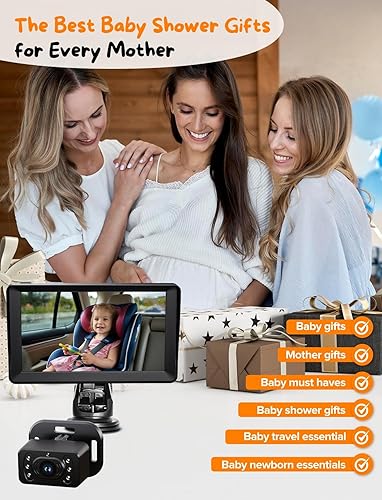 Miniatura 7 de Kidsneed Cámara de coche para bebé, monitor de bebé de 7 pulgadas para automóvil con USB Plug and Play, fácil instalación, rotación de 360 grados,