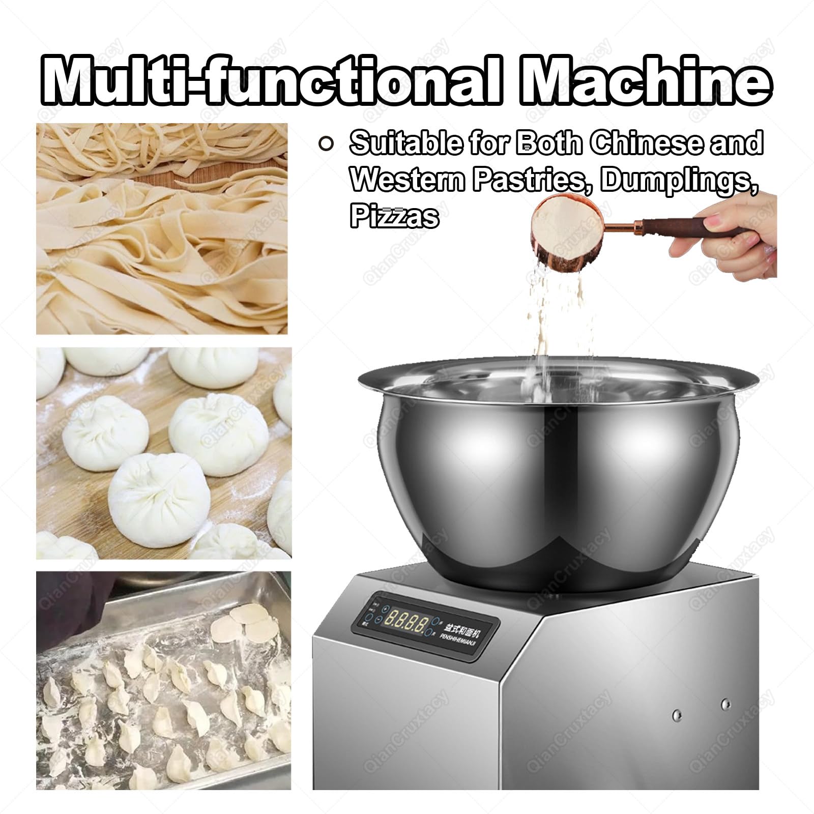 Impastatrice a Spirale Elettrica Professionale, Macchina per Impasto con Doppia Rotazione, con Riscaldamento Temperatura Costante, Ciotola in Acciaio Inox, Timer 30 Min per Panificio 8kg