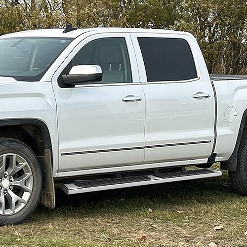 Miniatura 9 de PM PERFORMOTOR Estribos laterales de acero inoxidable de 6.7 pulgadas, barras Nerf compatibles con Chevy SilveradoGMC Sierra Extended Cab 07-19 Par