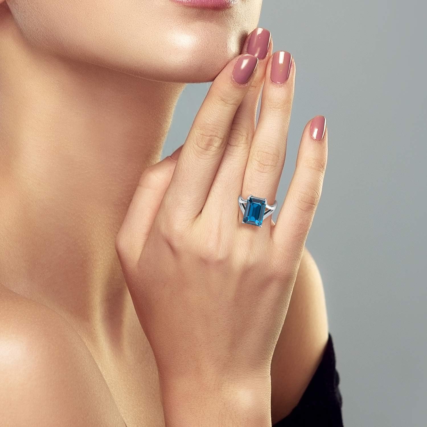 Gem Stone King 5-10 Cttw Gemstone Birthstone Solitaire Engagement Ring For Women | 925 Sterling Silver | 14X10MM Emerald Cut | Wedding Anniversary Promise Ring For Women | Available In Size 5-9 - Image 6