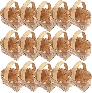15Pcs Mini Bamboo Woven Baskets with Handles - Ideal for Wedding Party Favors, Ornaments and Crafts