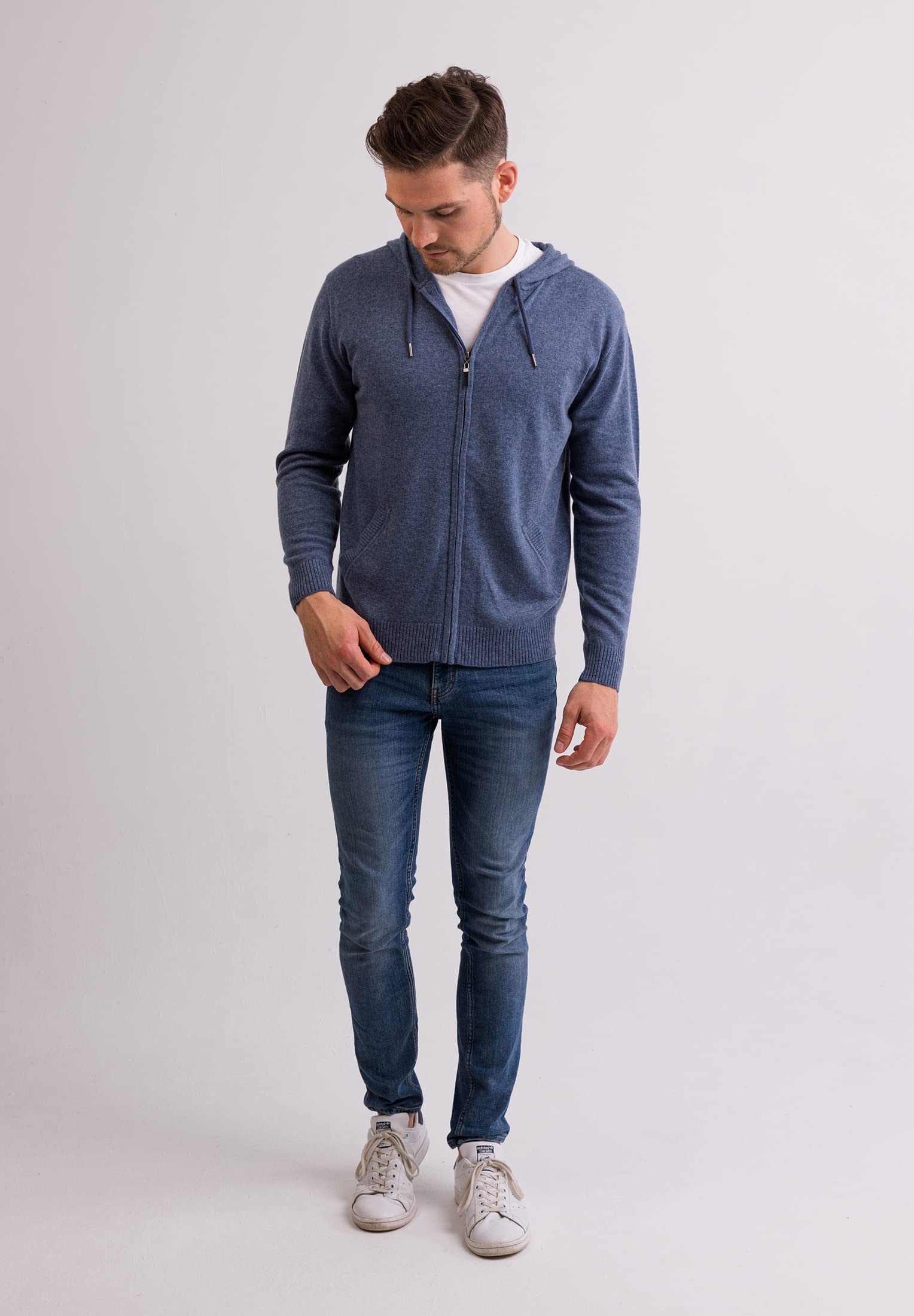 100% Kaschmir Herren Kapuzenpullover | Hoodie mit Reißverschluss