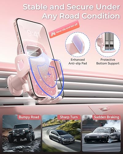 Miniatura 5 de MRGLAS Soportes de teléfono mejorados para tu automóvil con clip de gancho de metal, práctico soporte de teléfono celular para ventilación de aire