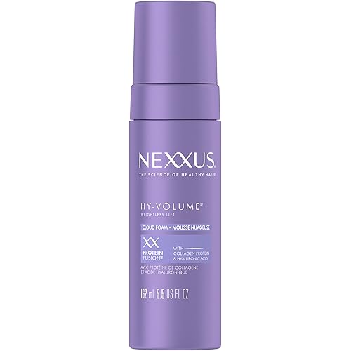 Nexxus Hy-Volume Weightless Lift Cloud Foam Treatment for Flat & Limp Hair, 48 Hours Volume, ProteinFusion with Collagen & Hyaluronic Acid, 5.5 fl oz