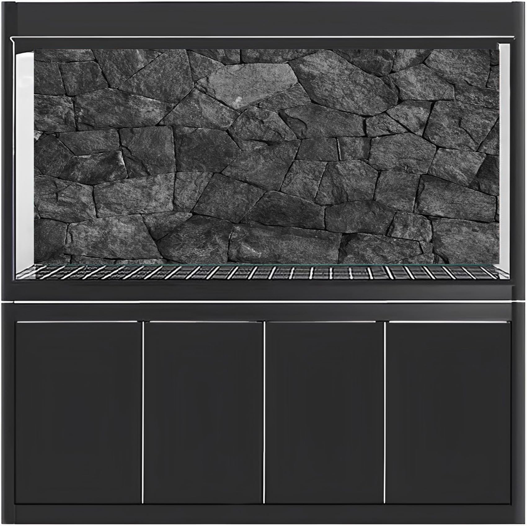 MIRRORANG 180x46cm Dark Grey Stone Aquarium Background Rock Fish Tank Background Rocky Terrarium Background - Image 2