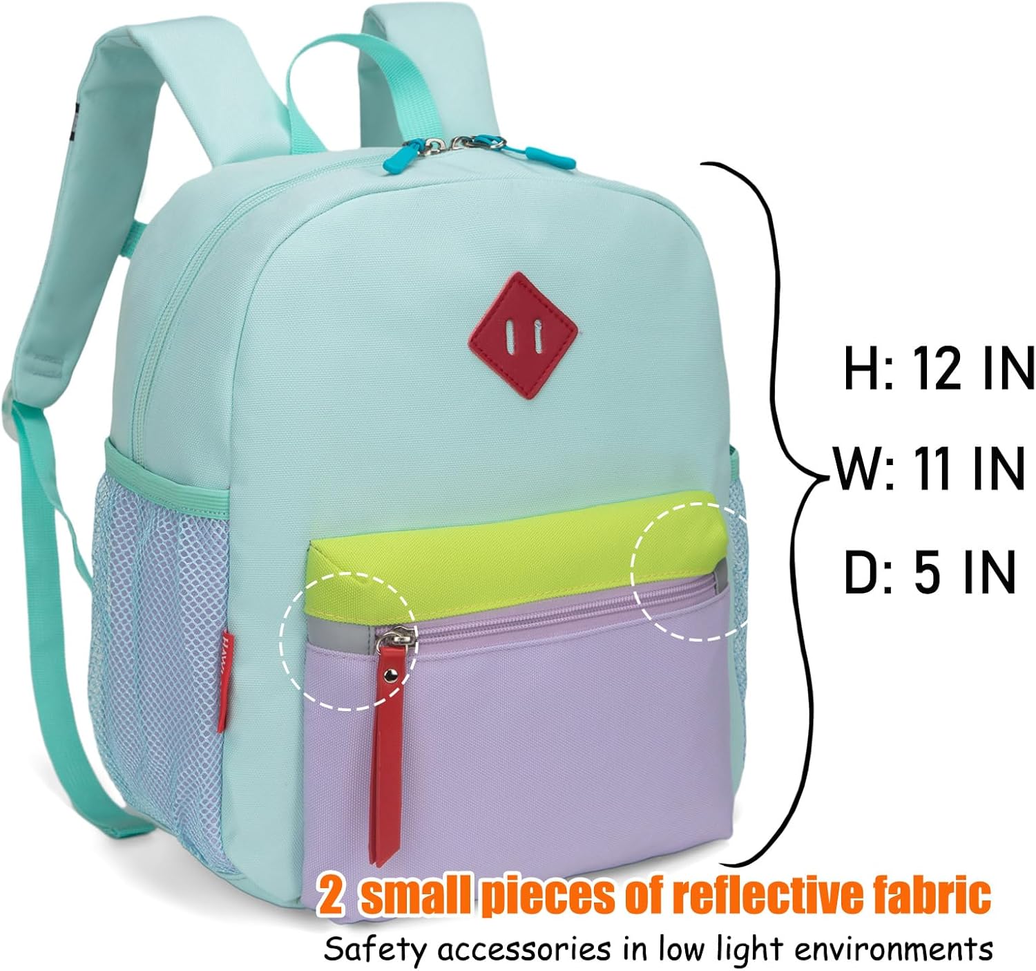 HawLander Little Kids Backpack for Boys or Girls, Toddler School Bag Fits 3 to 6 years old, Light Green, 12 Inch - Image 2