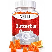 VAITE Butterbur Extract 9-in-1 Herbal & Mineral Complex with Riboflavin B2, Magnesium Glycinate, Feverfew, L-Theanine, Ginger, Turmeric, Quercetin & Black Pepper Vegan, Non-GMO, 60 Gummies
