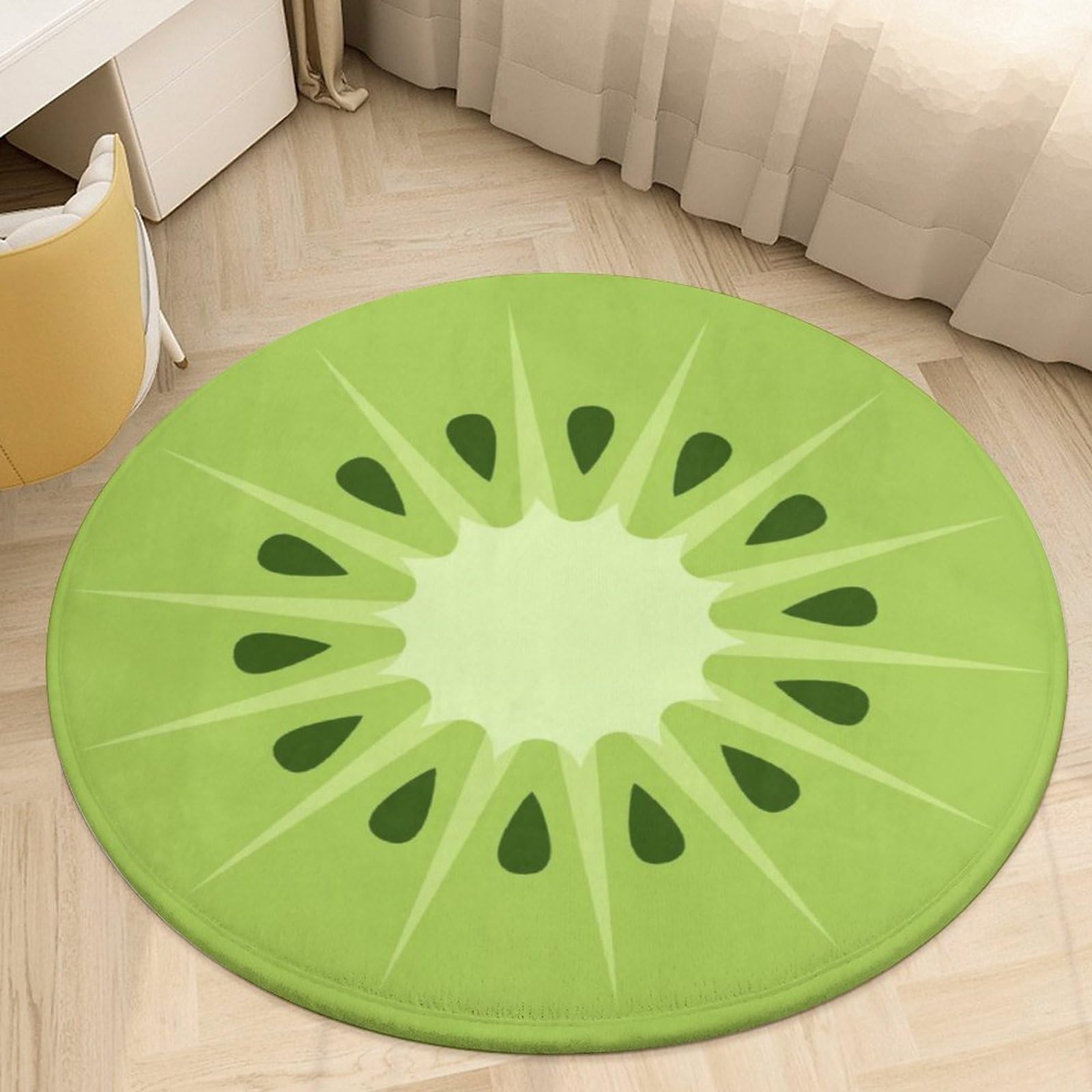 Huryilo Cartoon Kiwi Round Rug Fruit Circle Area Rug Round Rugs for Kids Boys Room Decor 3 ft