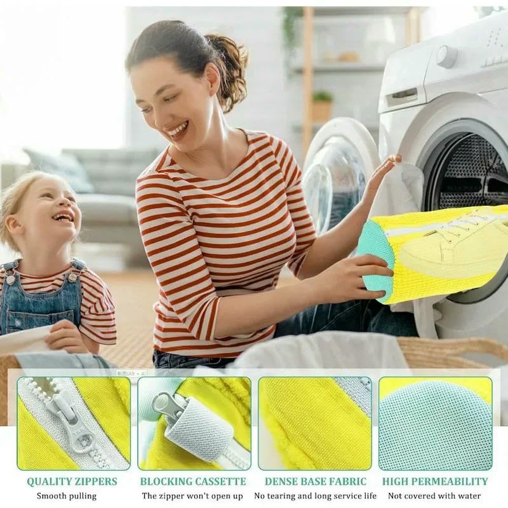 ZBDP - Borsa da bagno in rete resistente, con cerniera, ricca lanugine all'interno, protegge le scarpe da ginnastica, casual, in lavatrice, asciugatrice, organizer da viaggio
