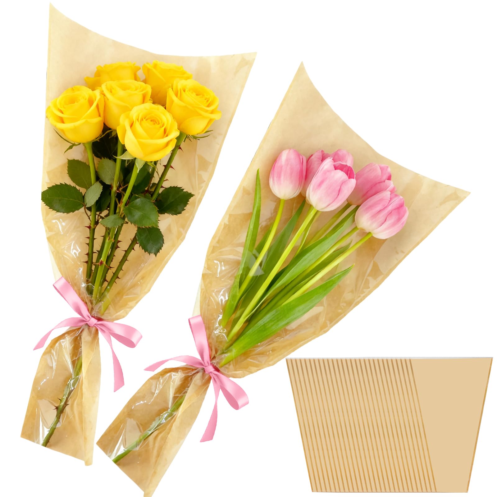 50PCS Flower Bouquet Bags, Bouquet Wrapping Paper Flower Bar Supplies with Ribbon, Brown Floral Sleeves Floral Bags for Teacher Graduation Wedding Birthday Gift (9.5x3.6x18 Inches)-picture-31