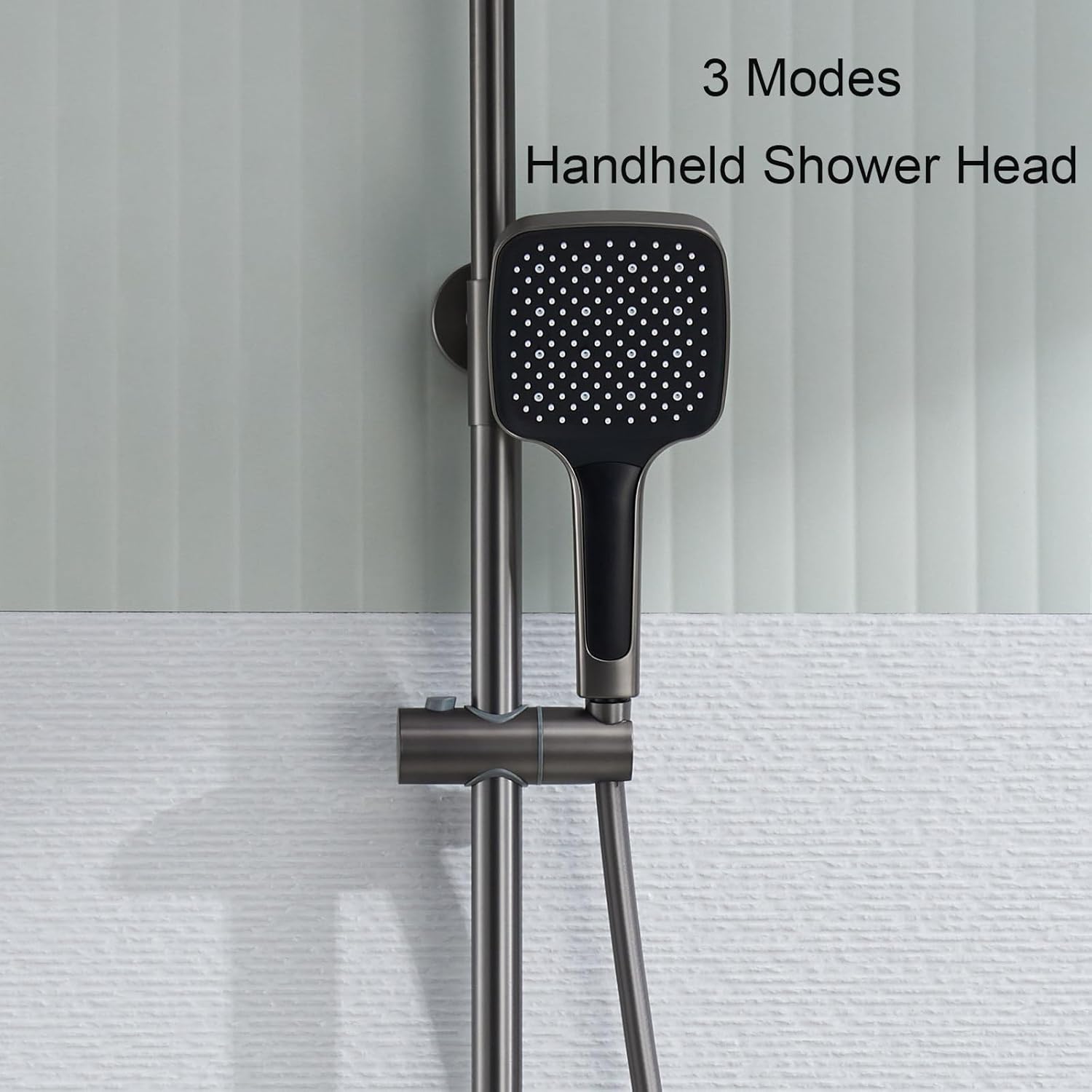 Rain Shower System, Gray Brass Shower Faucet Set Wall Mount Shower Fixtures 3 Functions Bathroom Shower Faucet Set with Handheld Sprayer, Rain Shower Head, Waterfall Bathtub Spout