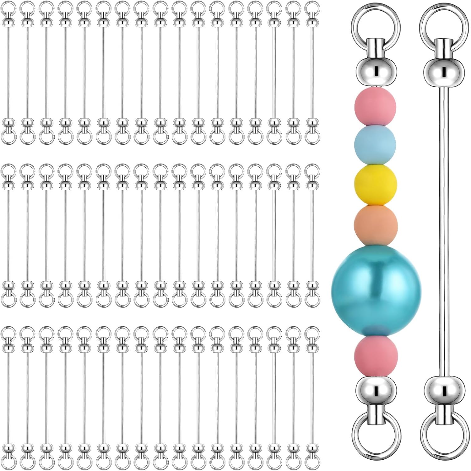 20 Pcs Beadable Keychain Bars, Beadables Key Bulk Kit 3.9inch Blank Beadables Keychains Bars DIY Keychain Making Supplies for Jewelry, Charms, Craft Project Pendant, DIY Key Chain