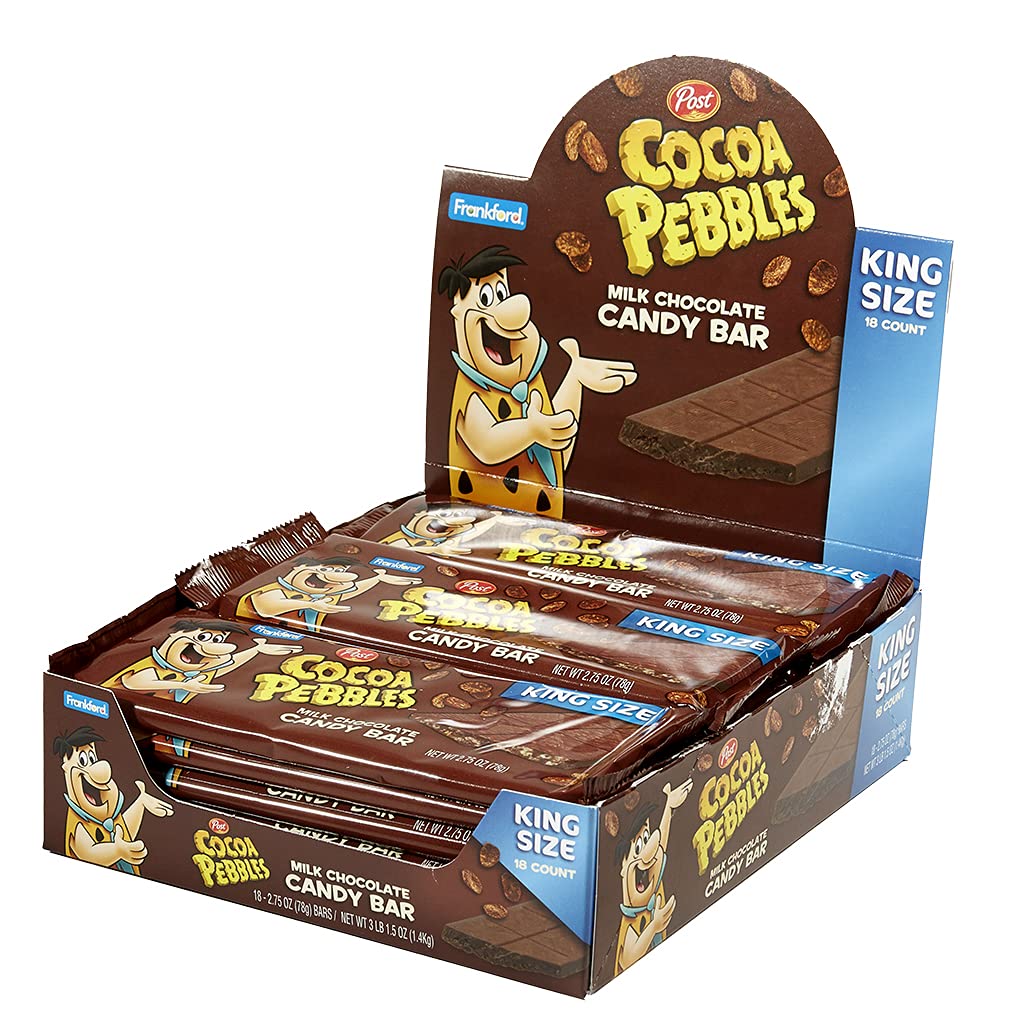 Cocoa PEBBLES King Size Candy Bar, (Bulk Pack of 18 Individually Wrapped Bars), Halloween Night Handout for Kids Girls Boys Teens Adults by Frankford Candy