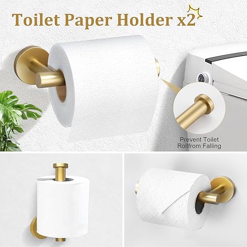 Miniatura 4 de TURS Juego de 10 piezas de accesorios de baño de acero inoxidable SUS304 de 24 pulgadas, juego de accesorios de baño redondos montados en la pared
