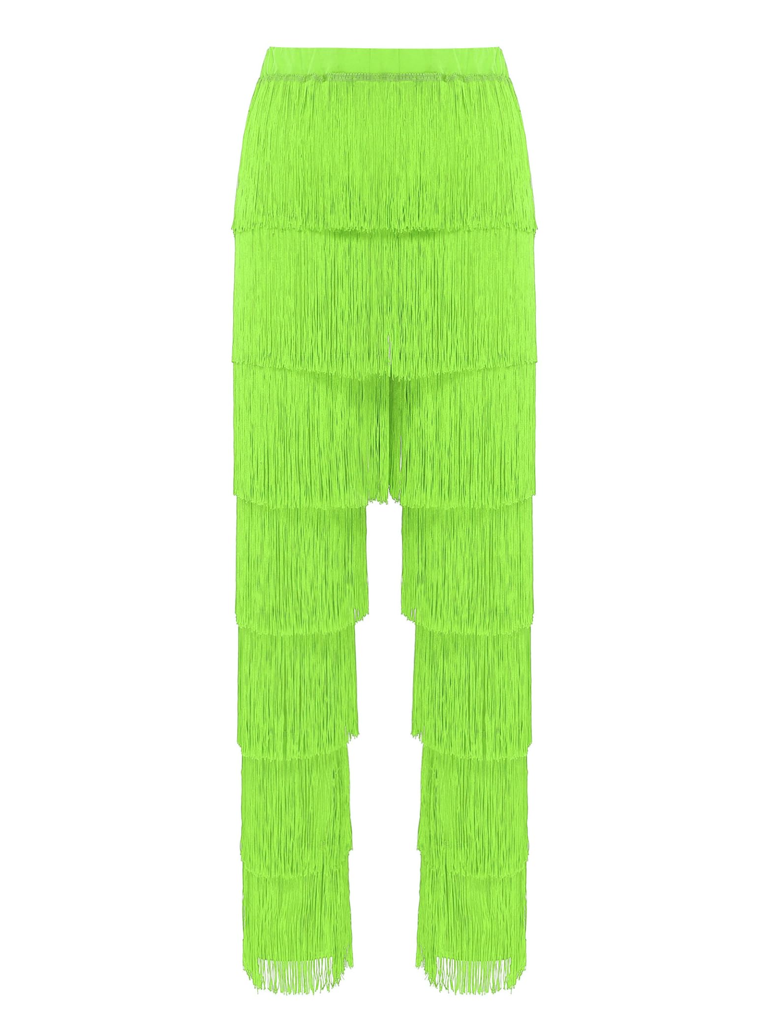 Pantaloni da ballo da donna latina Salsa Cha Cha Pantaloni con frange in vita elastica Dancewear