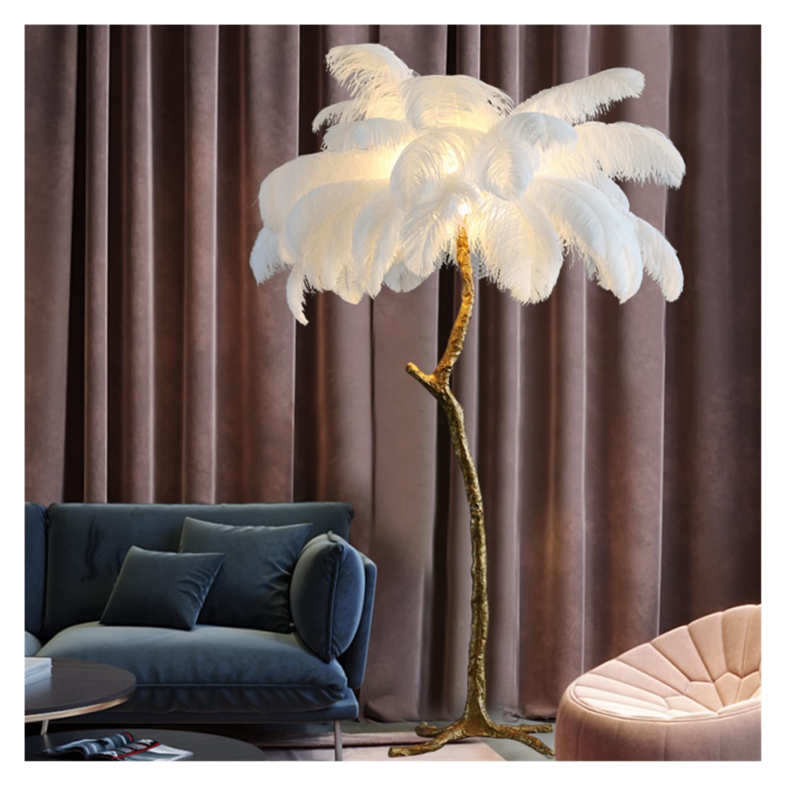 Nowoczesna lampa stołowa 170cm 120cm lampa podłogowa z piór do salonu, romantyczna sypialnia księżniczki, nocna lampa podłogowa, lampa ze strusich piór do sypialni, salonu, biura, dekoracji wnętrz(H12