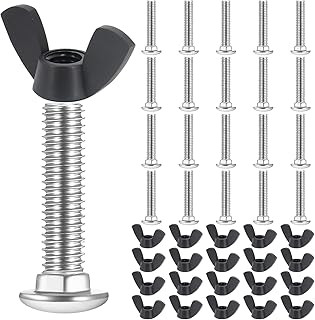 M6 Pet Carrier Fasteners, 20 Set 304 Stainless Steel Wing Butterfly Screws Bolts, Butterfly Nuts Dog Kennel Hardware Replacement Set and Kennel Replacement Bolts for Pet Carrier Kennel(30cm)