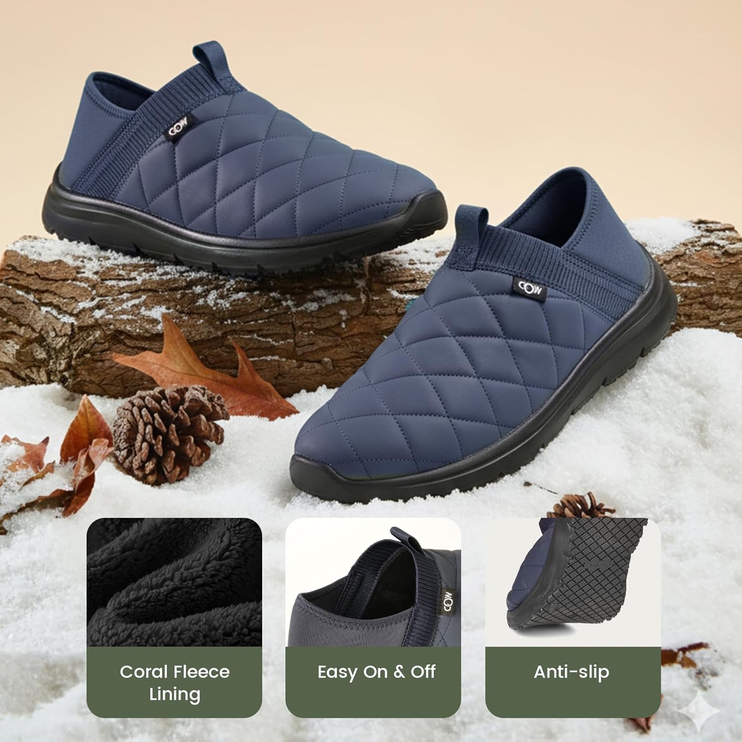 OOW Slippers for Men with Memory Foam House Shoes Lightweight Plush Slip on Garden Loafer Slippers Indoor Outdoor - Image 5