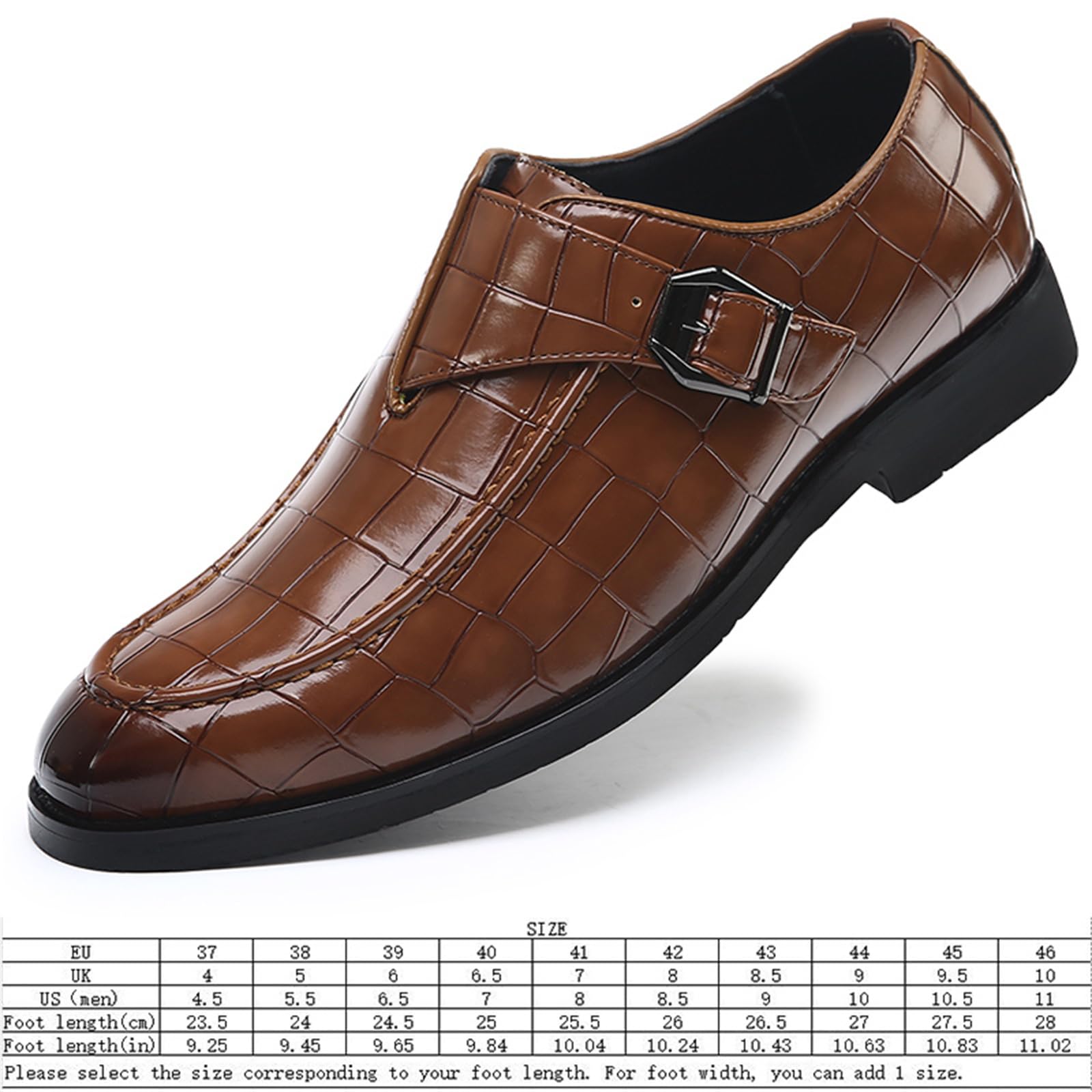 Zapatos Formales Monje De Hombre con Hebilla De Cuero Patentado Mocasines De Vestir Sin Cordones para Trabajo De Negocios