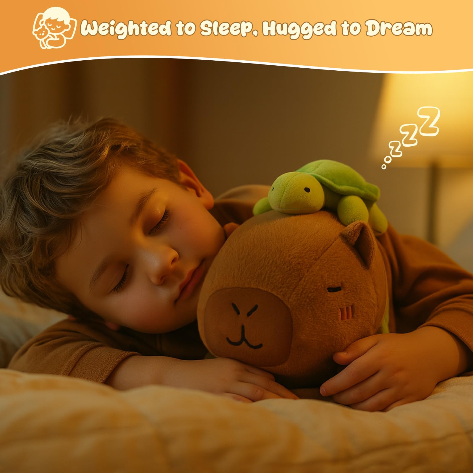 SQEQE Gewichtetes Capybara Kuscheltier, Weiches Wasserschwein Plüschtier Kuscheltierkissen mit Gewicht, Cute Plüschtiere für Kinder und Erwachsene 35CM - 5