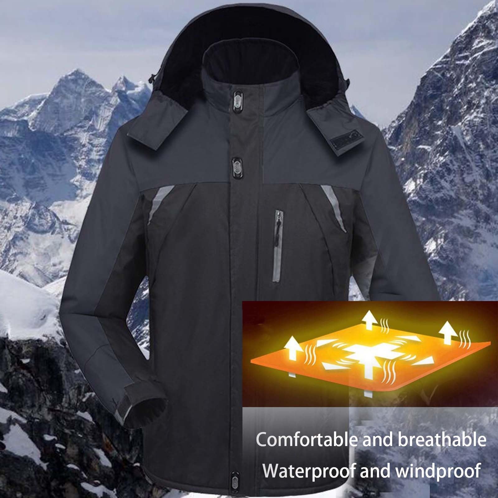 HotcoS Herren Schneejacke NASA Design | Wasserdichte Skijacke Mit Abnehmbarer Kapuze 3XL