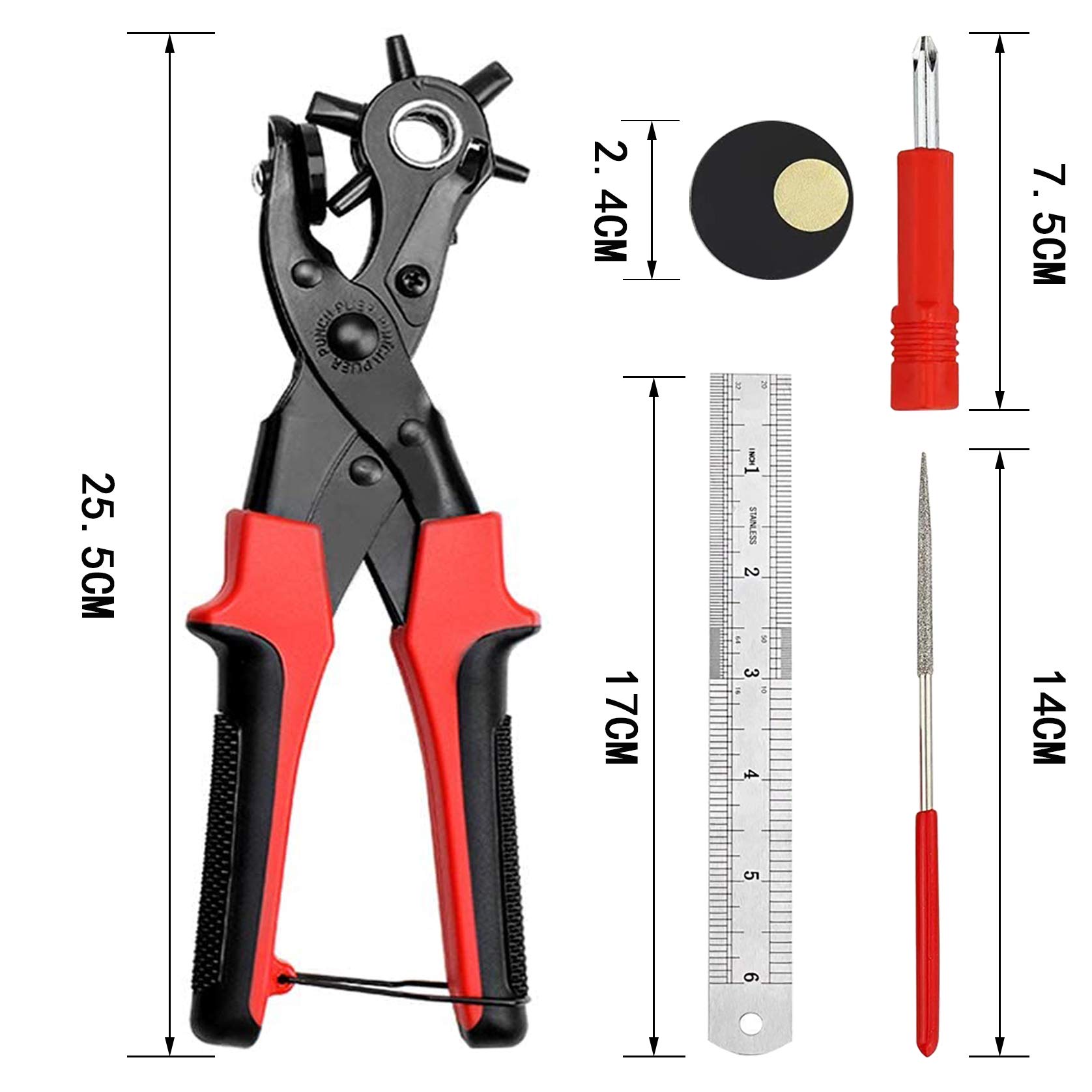 Zthluyc ベルト 穴あけパンチ 穴あけ 穴あけポンチ パンチ穴あけ直径2.0-4.5㎜(6段階) ロータリーレ ベルト 穴あけ 革、時計のストラップ、バッグのストラップなどのDIYに適しています