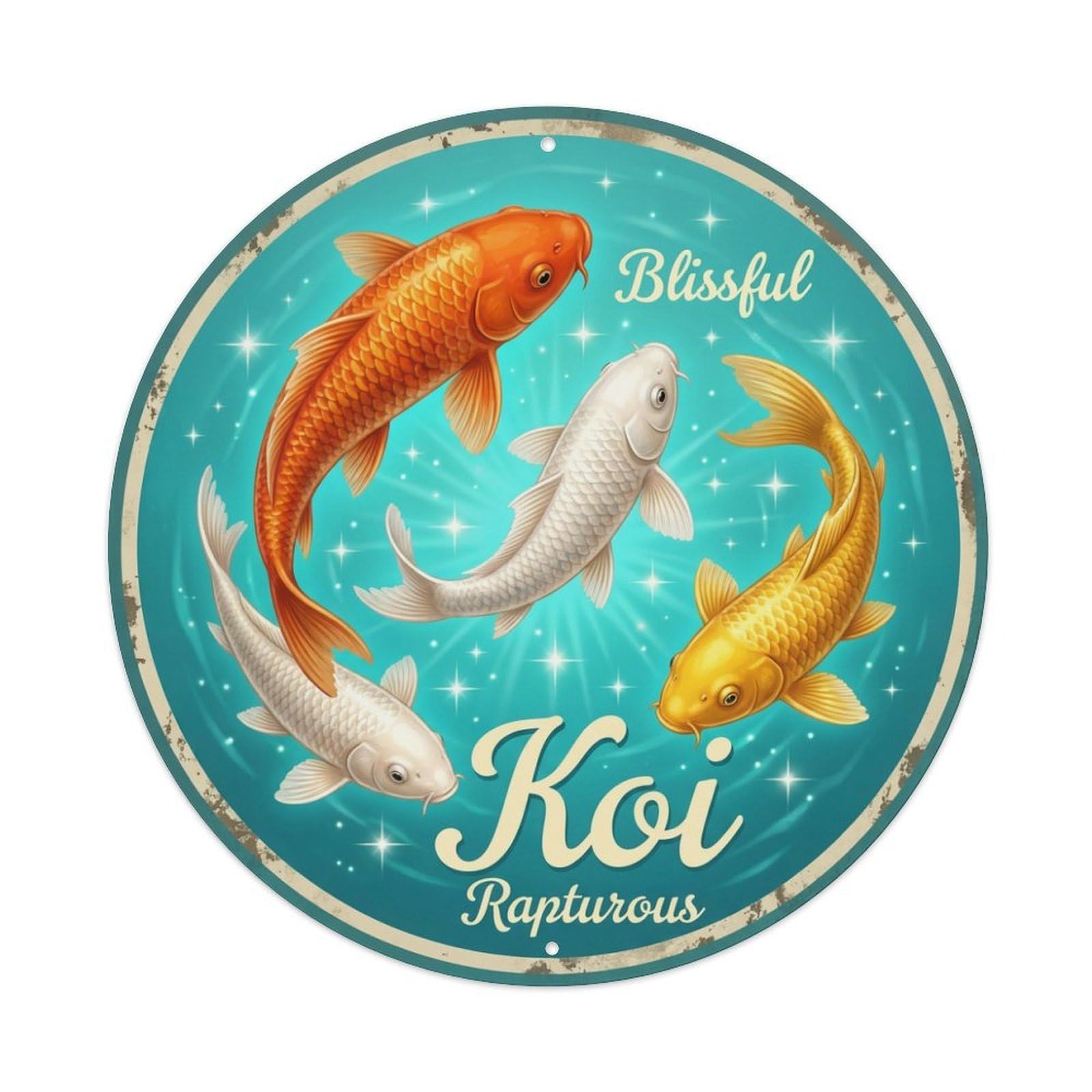 Metal Tin Sign Koi Fish Retro Classic Japan Art Ukiyo-e