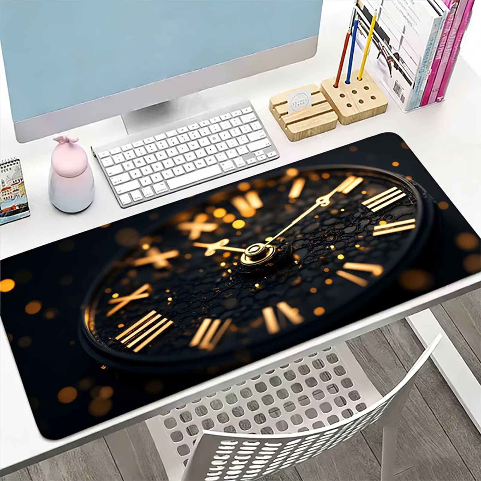 Podkładka pod mysz XXL 1400 x 600 x 3 mm, duża czarna podkładka pod mysz z wodoodporną i gumową antypoślizgową podkładką pod biurko zszyte krawędzie, poprawia precyzję i szybkość dla gracza W-764