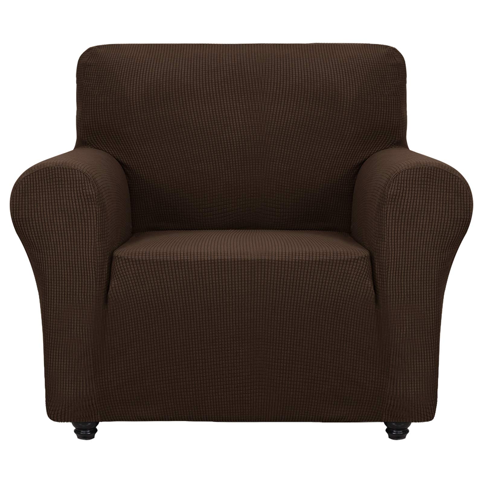 ZNSAYOTX Super Stretch Chair Slipcover Universal Sofa Chair Covers for Living Room Dogs Pet Furniture Protector Spandex Armchair Slipcovers with Anti Slip Foam Sticks (Coffee, Chair)
