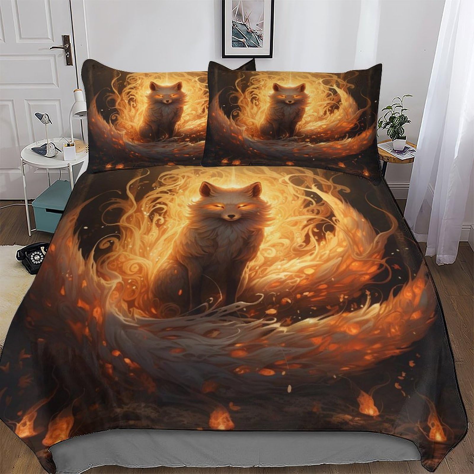 Housse de couette 220x240 Renard 3D en microfibre zippée facile à repasser