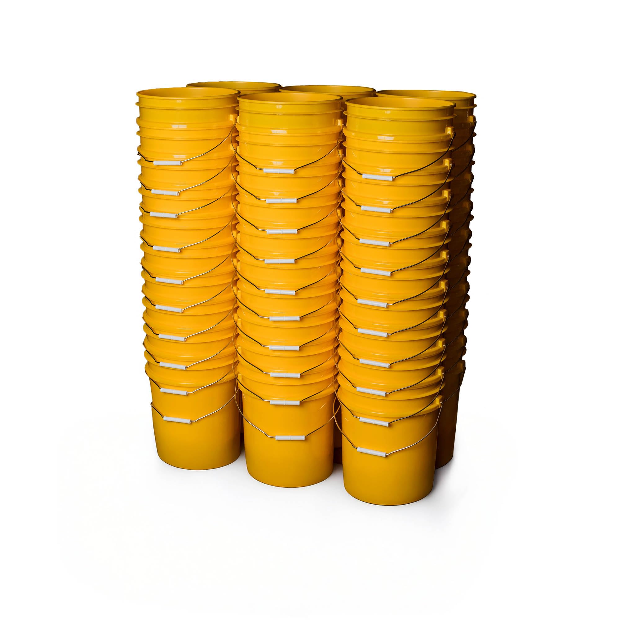 5 Gallon Bucket Only | Made in USA | Food Grade | Durable 90 Mil All Purpose Pail | BPA Free | Premium HPDE | Easy Stack and Store | Lids Not Included (Yellow, 60)