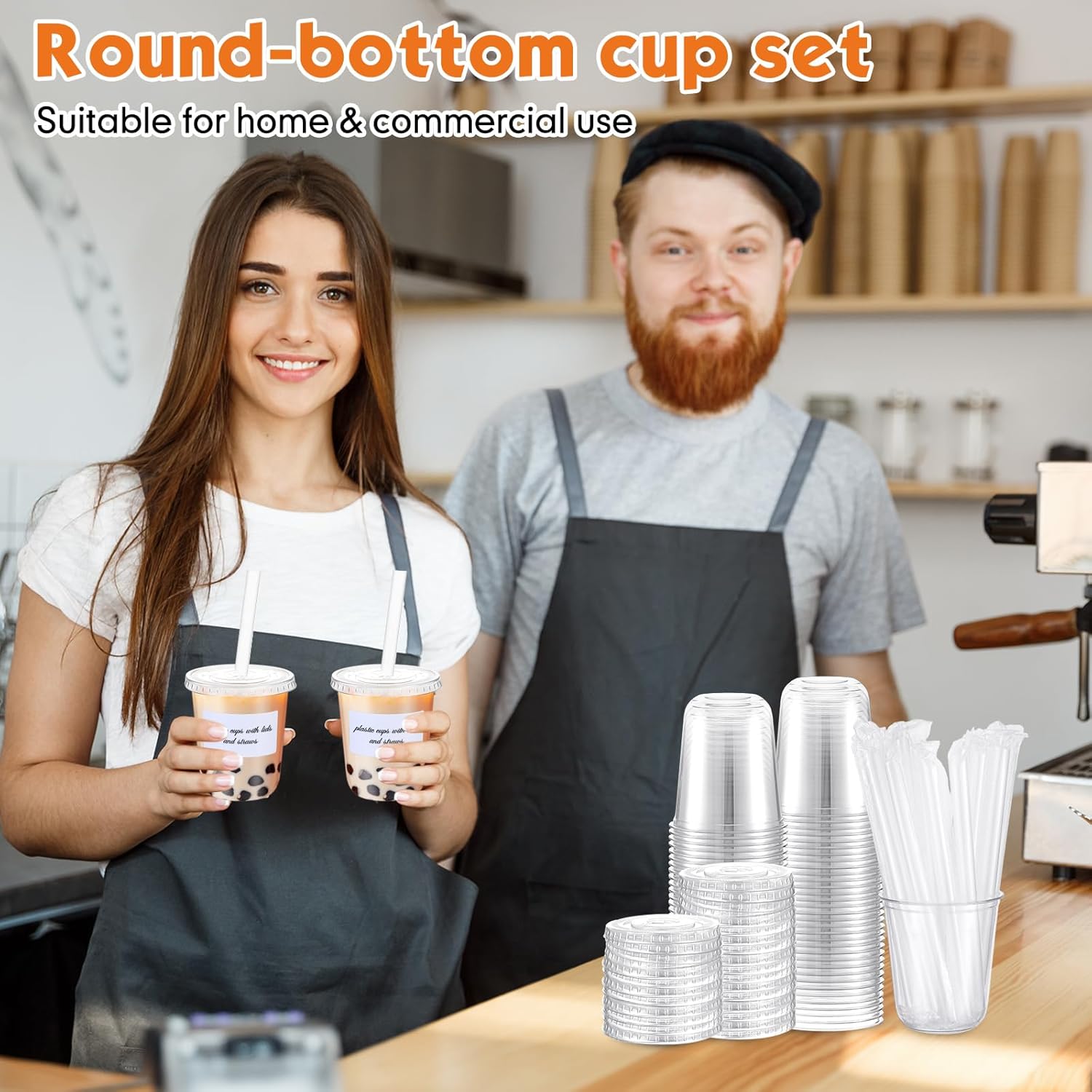 25 Sets Crystal Plastic Clear Cups with Lids, Straws and Stickers, Disposable Iced Coffee Cups Thickened PET for Iced Coffee, Bubble BobaTea, Smoothie, Cold Drinks, Juice, Shops (14 oz) - Image 7