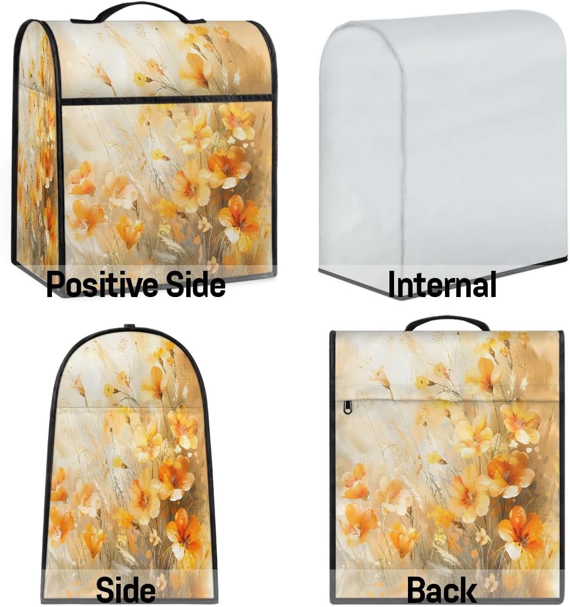 Florals Yellow Flower Kitchen Aid Mixer Covers Compatible with 6-8 Quarts Stand Mixer Cover with Pocket Coffee Maker Dust Covers Kitchen Aid Accessories Blender Cover for Tilt Head Bowl Lift