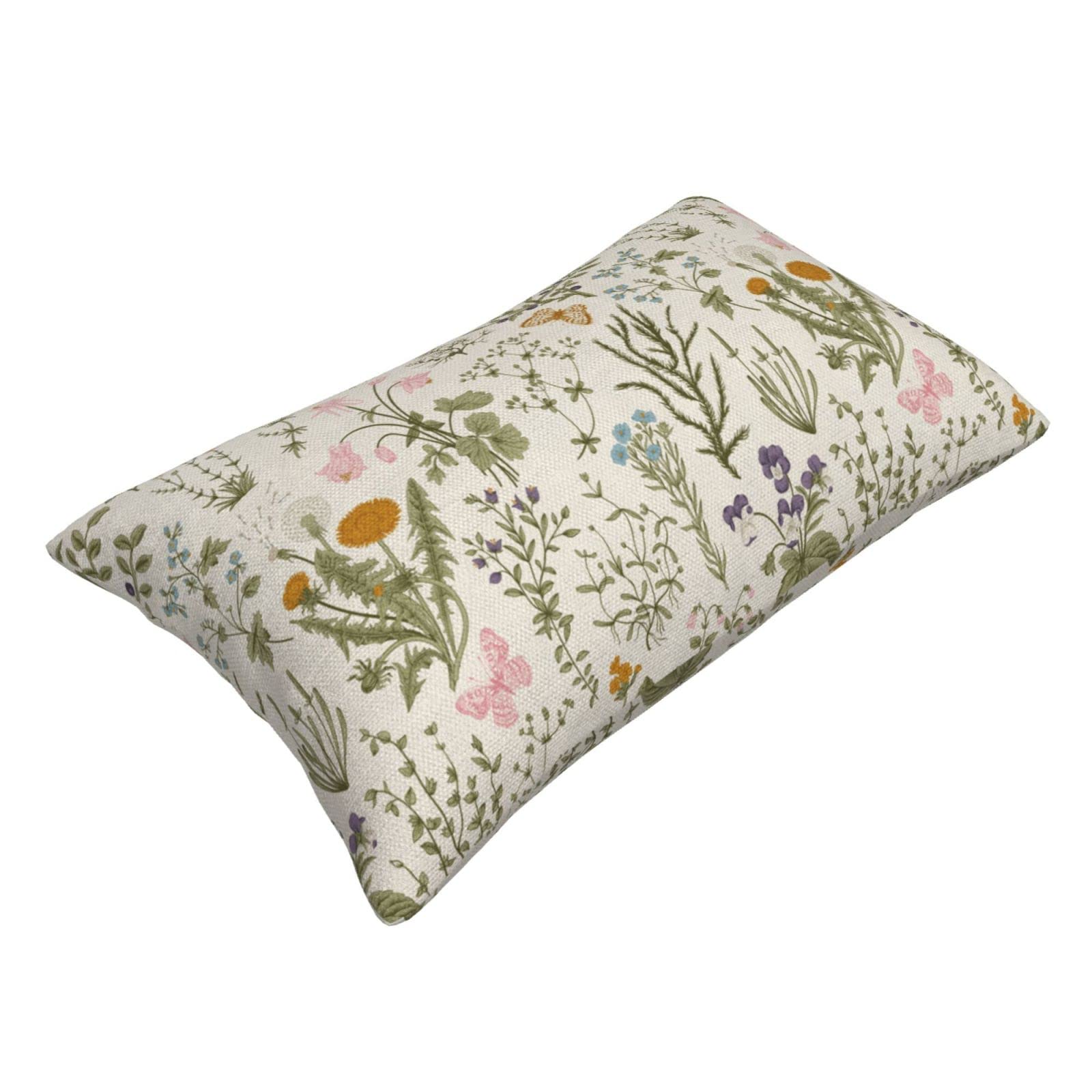 2 Federe Per Cuscini Lombari 30x50 Cm – Fiori Selvatici Su Fondo Verde Salvia, Doppia Faccia, Con Cerniera - 4