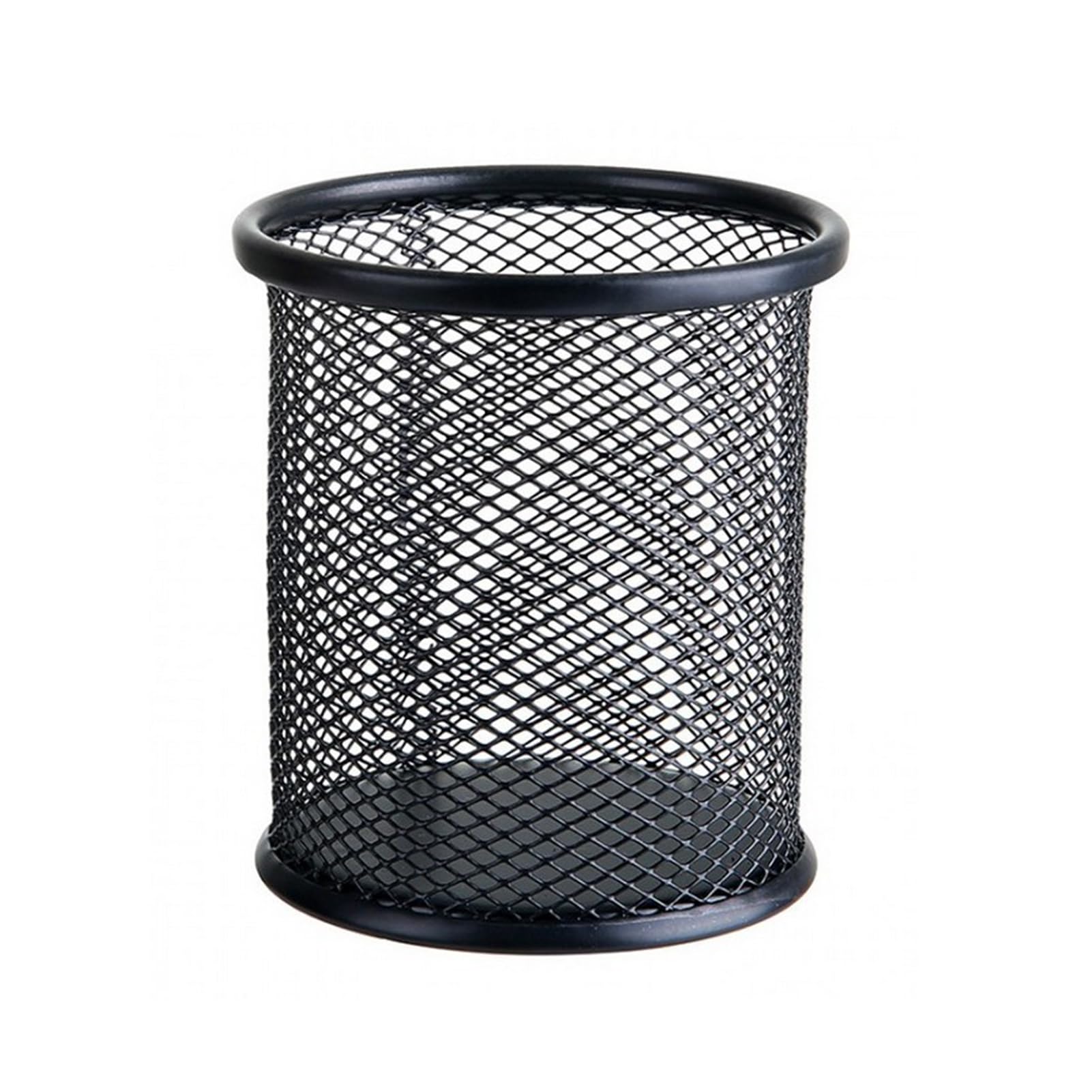 Ulafbwur Black Pen Stand Pen Holder Large Capacity Anti-Deform Wrought Iron Pencil Ruler Stationery Storage Bucket For Home Pencil Case Pencil Case