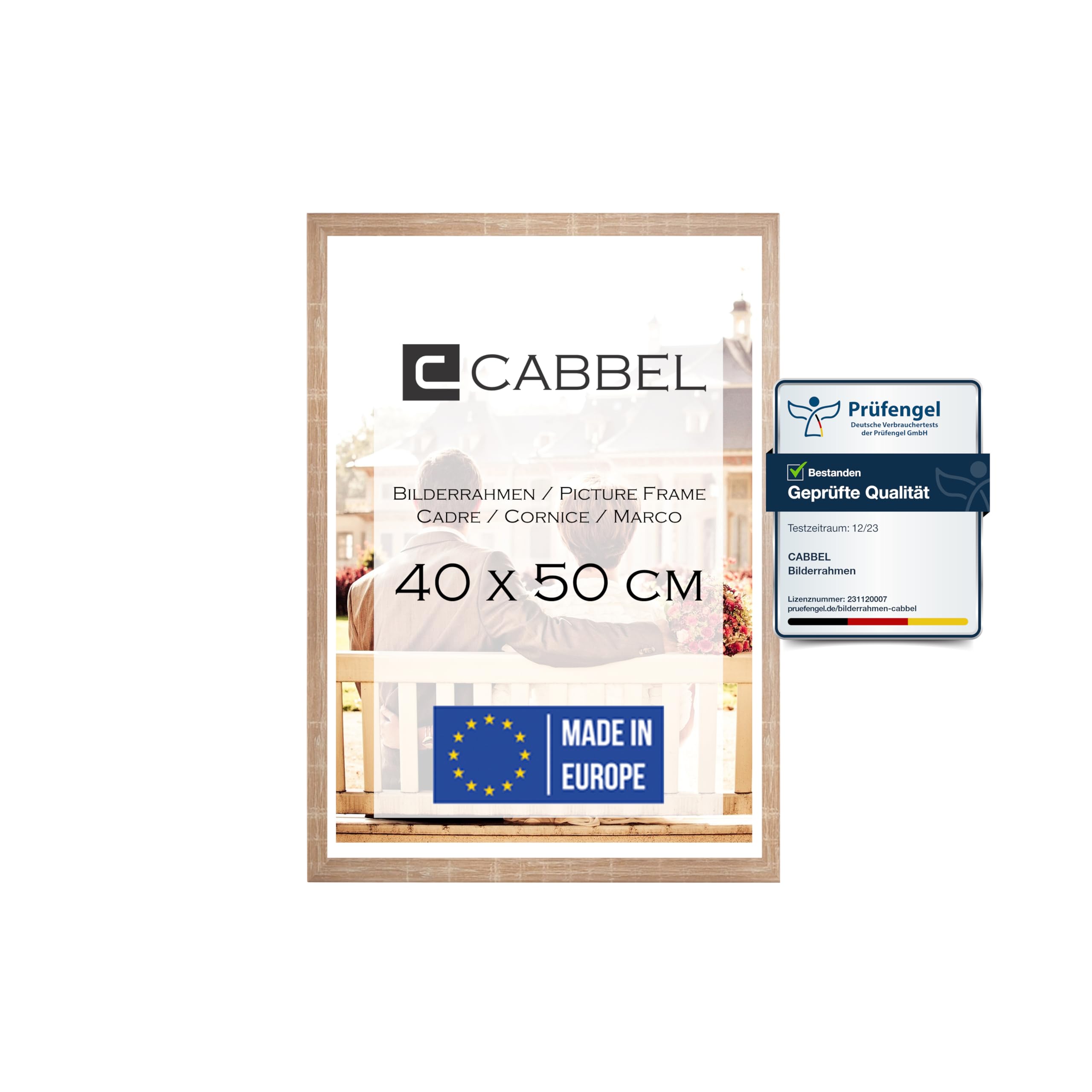 CABBEL Marco 40x50 cm, Moca, Marco de Madera MDF Resistente, Cristal Plexi inastillable, para Colgar, Ideal para Fotos/Cuadros/Collage