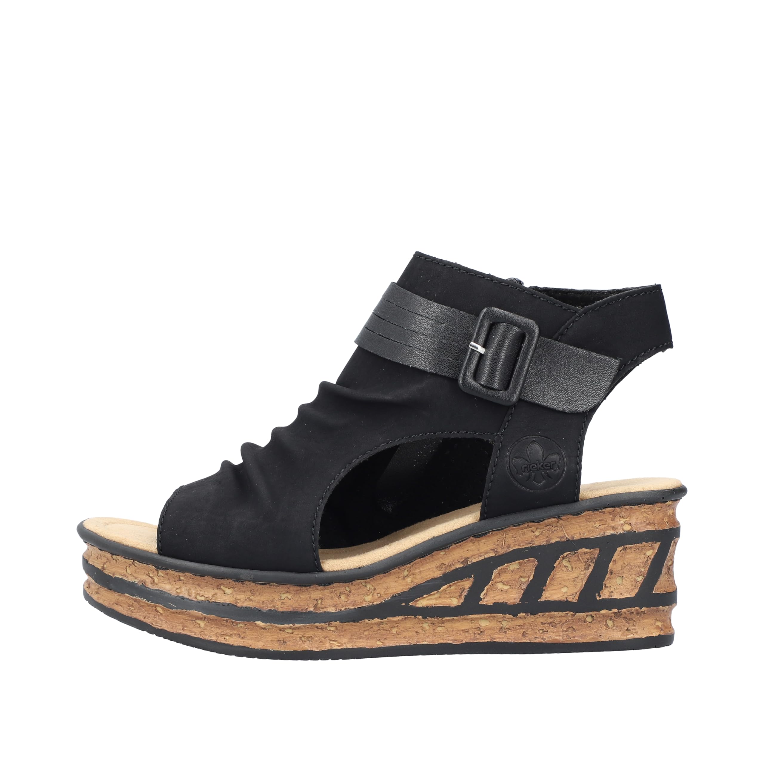 Rieker 68191-00 Damen Keilsandalette Synthetik schwarz schwarz