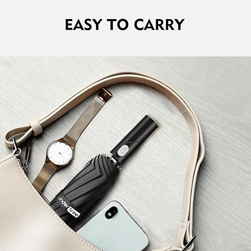 Miniatura 2 de UNDERTREE Paraguas de viaje resistente al viento Paraguas plegable resistente al viento de 10 varillas Paraguas automático compacto anti-UV