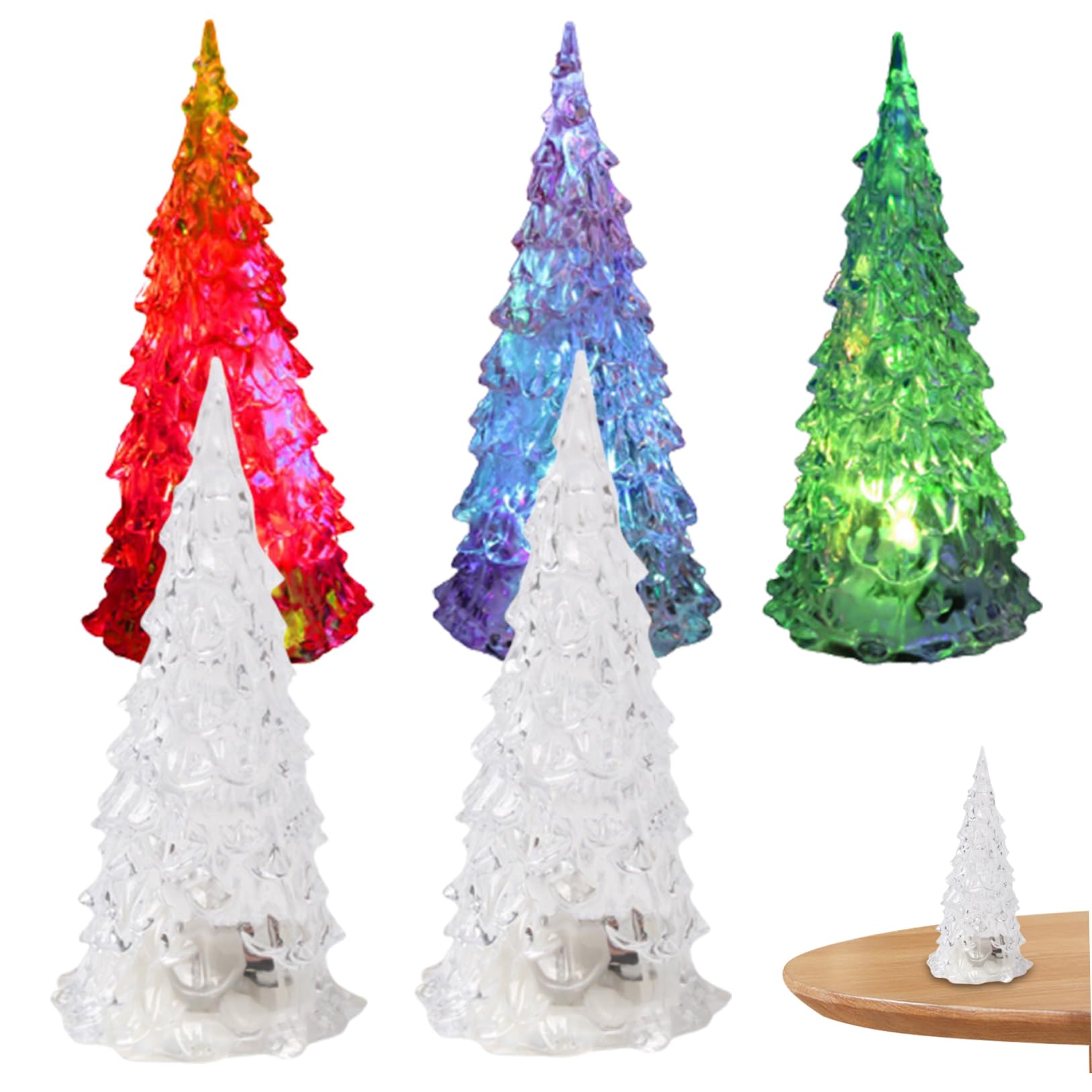 Árbol de Navidad pequeño de fibra óptica para decorar espacios reducidos sin cables