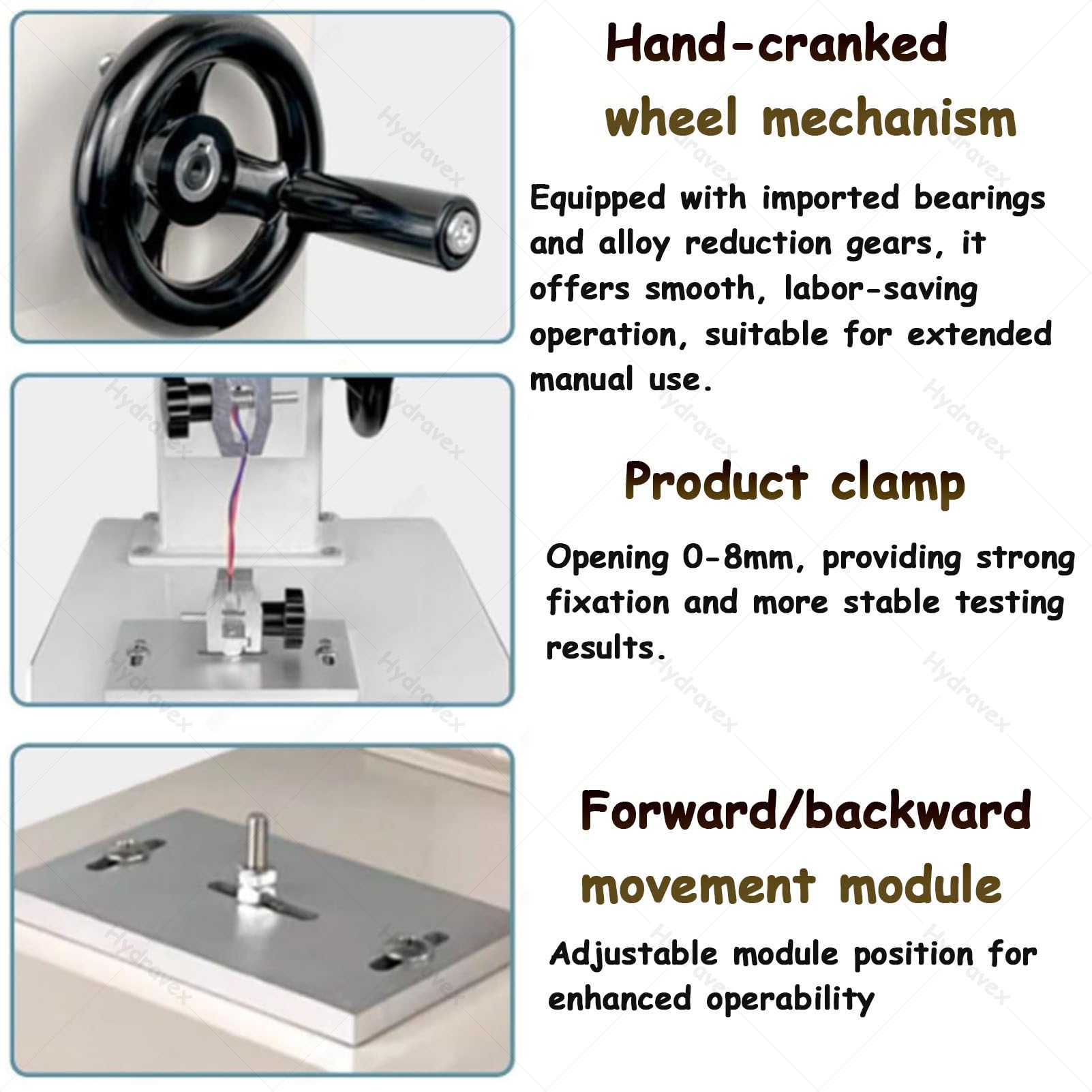 Digitale Zugprüfmaschine 10–2000 N, handkurbelbetriebener vertikaler Zugprüfstand, 270 mm Hub, mit 5 Sonden, Ausgabefunktion/Handradbedienung/übersichtliches Display, für Textilien 2000N+Ruler